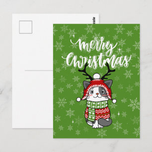 Cartão Postal Gancho de Natal de Gato Bonito Galore
