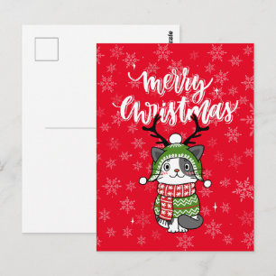 Cartão Postal Gancho de Natal de Gato Bonito Galore