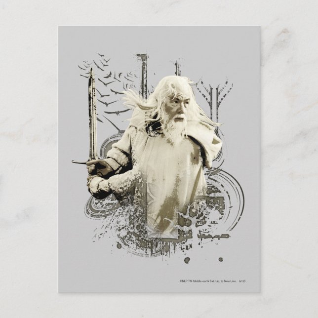 Cartão Postal GANDALF™ com Colagem de Vetor de Espadas (Frente)