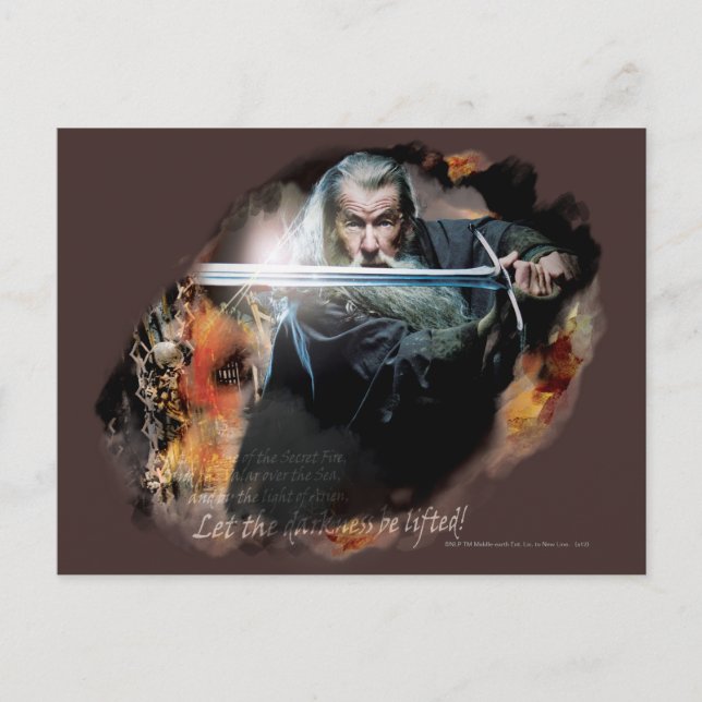 Cartão Postal Gandalf Com Espada Em Batalha (Frente)