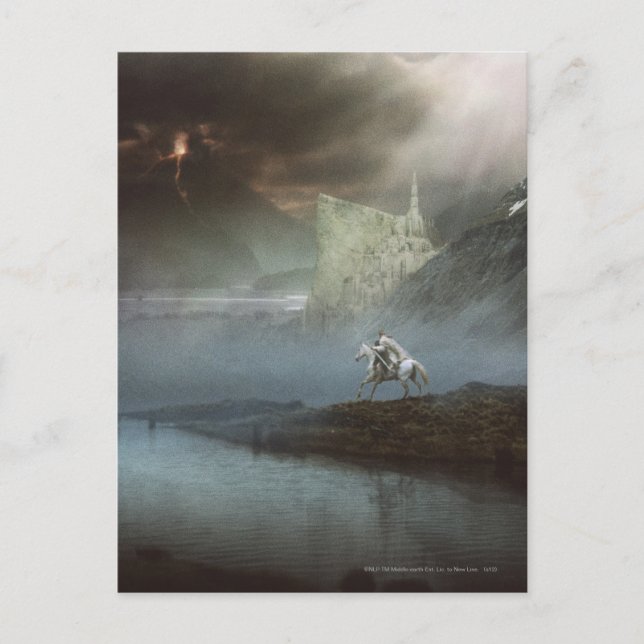 Cartão Postal GANDALF™ leva Hobbits à cidade protegida (Frente)