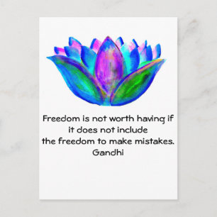 Cartão Postal Gandhi Freedom Quote With Lotus Blossom Photo