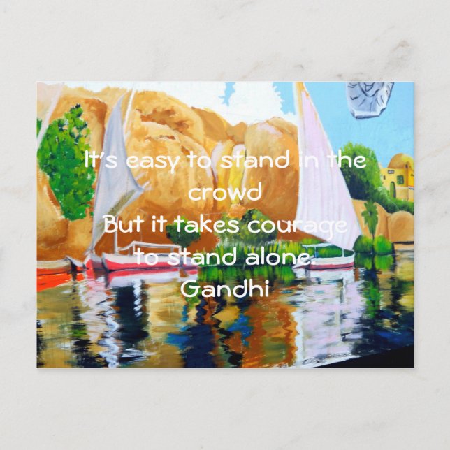 Cartão Postal Gandhi Inspirational Quote Quotation About Courage (Frente)