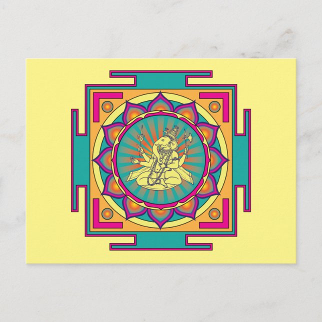 Cartão Postal Ganesha Mandala (Frente)