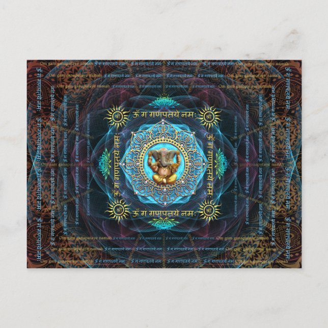 Cartão Postal Ganesha- Om Gam Ganapataye Namah (Frente)