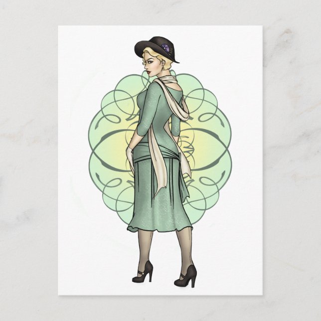 Cartão Postal Gângster Modestável - Pinup do 1920 (Frente)