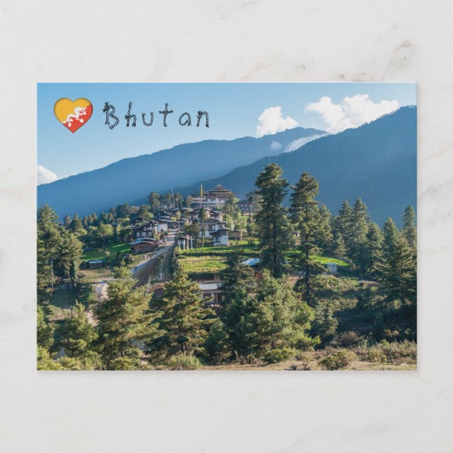 Cartão Postal Gangtey Goemba Monastério Budista , centro do Butã (Frente)