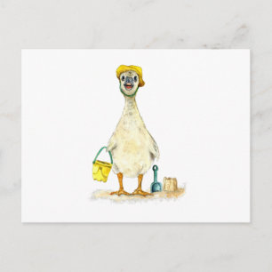 Cartão Postal Ganso Bebê na Praia