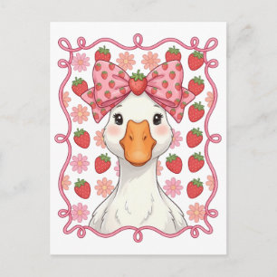 Cartão Postal Ganso de Morango Feminino para o Verão