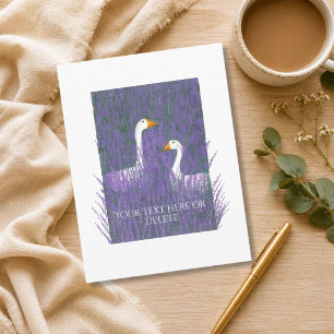Cartão Postal Ganso Elegante Personalizado em um Jardim de Lavan