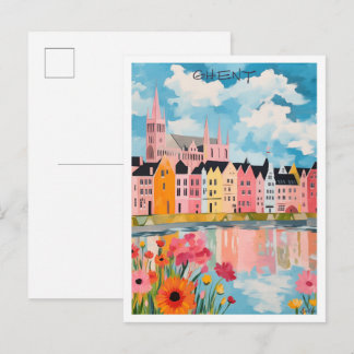 Cartão Postal Gante Bélgica Arte Viagem