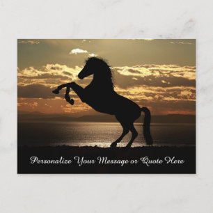 Cartão Postal Garanhão Cavalo em Pôr do Sol Personalize