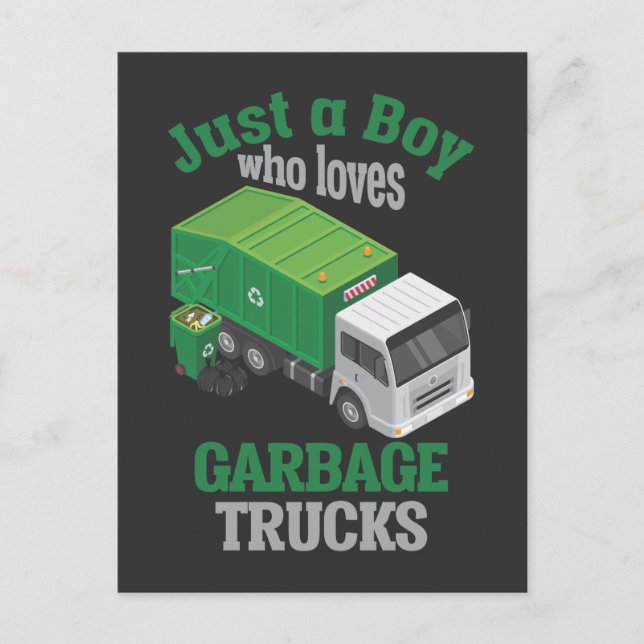 Cartão Postal Garbage Truck amoroso Boy Toddler Reciclagem Legal (Frente)
