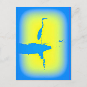 Cartão Postal garça azul ao nascer do sol