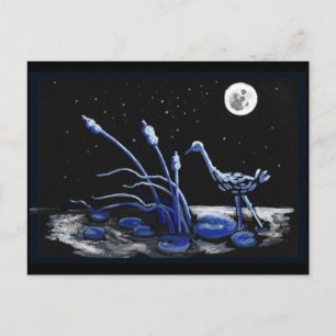 Cartão Postal Garça-real em uma noite enluarada