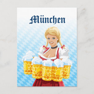 Cartão postal Garçonete Mirich Dirndl Caneca de ce