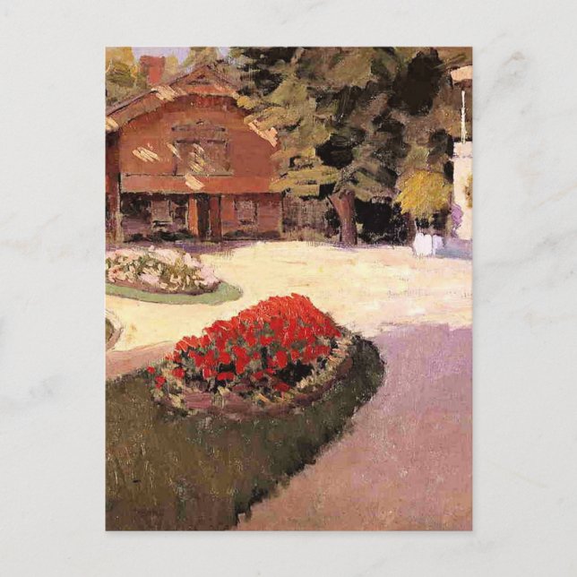 Cartão Postal Garden at Yerres, fine art painting, (Frente)