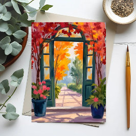 Cartão Postal Garden Gate | Watercolor Botanical Floral Painting