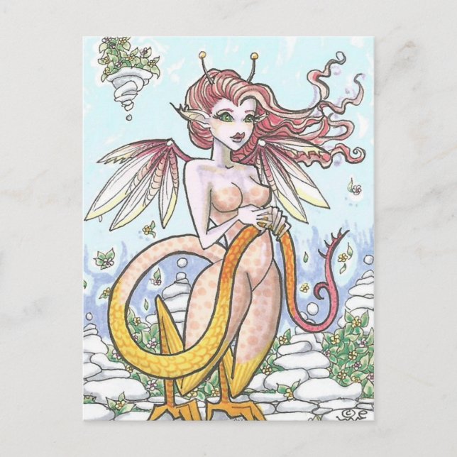 Cartão Postal Garden Goyle Gargoyle Fairy Nymph Fantasy Art (Frente)