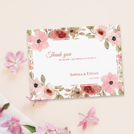 Cartão Postal Garden Theme Blush Pink  Floral Wedding Thank You