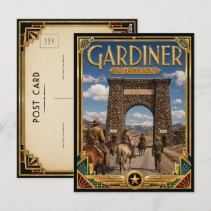 Cartão Postal Gardiner Montana Arte Deco Vintage Idade Dourada