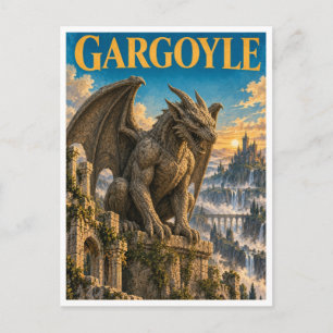 Cartão Postal Gárgula, Monstro de Fantasia Gótica