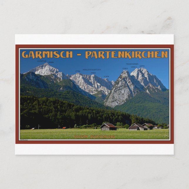 Cartão Postal Garmisch - O Zugspitze e Alpspitze (Frente)