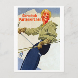 Cartão Postal Garmisch - Partenkirchen, garota de um elevador de