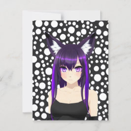 Cartão Postal Garota Anime Legal com Cabelo e Olhos Roxos Aniver