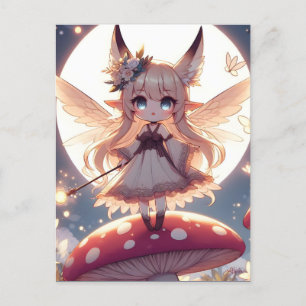 Cartão Postal Garota Anime Pixie Hippie Lua Fada