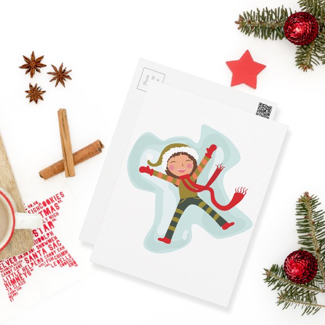 Cartão Postal Garota Anjo de Neve Bonita (Criador carregado)