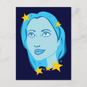 Cartão Postal Garota Azul Estrelada