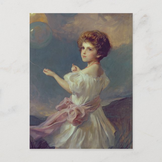 Cartão Postal Garota com balões (Frente)