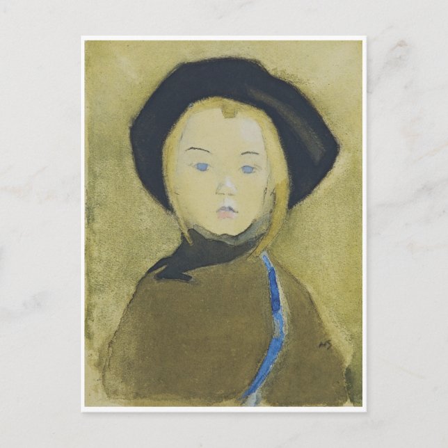 Cartão Postal Garota com Faixa Azul, Helene Schjerfbeck (Frente)