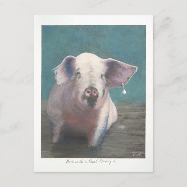 Cartão Postal Garota com pérolas a ouvir II (Frente)