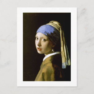 Cartão Postal Garota com uma pérola tocando Vermeer Fine Art