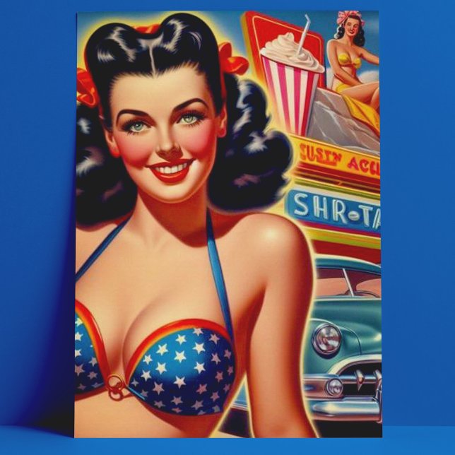 Cartão Postal Garota da Velha Escola dos Anos 1950 (Criador carregado)