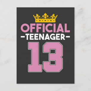 Cartão Postal Garota de 13 Anos de Idade Princesa Oficial Adoles