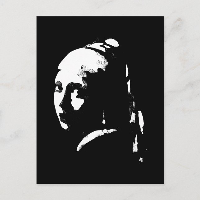 Cartão Postal Garota de abstrato com brinco de pérolas (Frente)