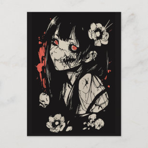 Cartão Postal garota de anime de terror