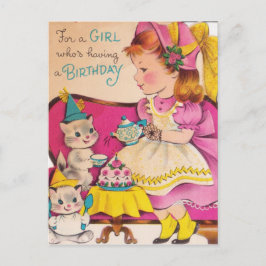 Cartão Postal Garota de Aniversário Vintage da Década de 1940