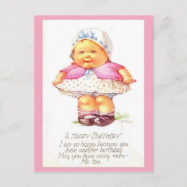 Cartão Postal Garota de Aniversário Vintage Fofo & Divertido (có