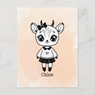 Cartão Postal Garota de Antílope Adorável - Design de Portas Bon
