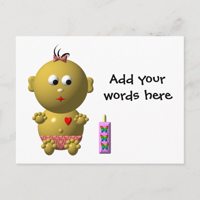 CARTÃO POSTAL GAROTA DE BEBÊ COM 1 FRASCO (Frente)