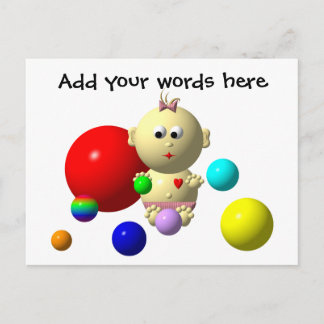 CARTÃO POSTAL GAROTA DE BEBÊ COM 8 BOLAS