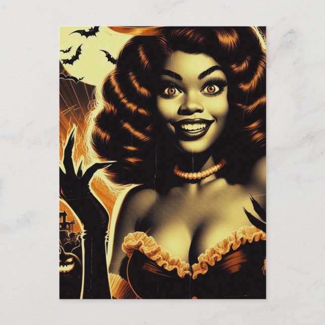 Cartão Postal Garota de Halloween (Frente)