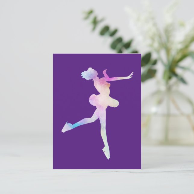 Cartão Postal Garota De Pé De Gelo Com Aquarela (Em pé/Frente)