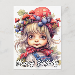Cartão Postal Garota do Campo Fofo e Simpático
