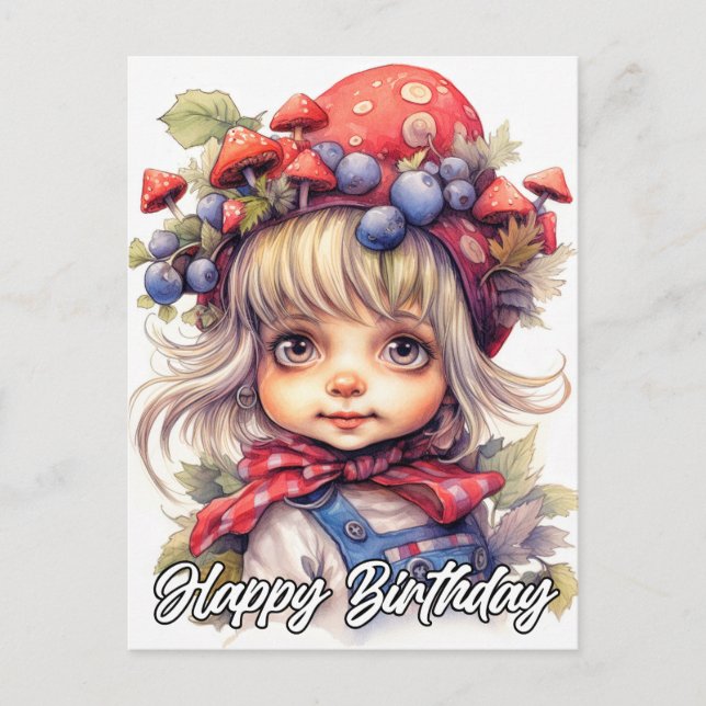 Cartão Postal Garota do Campo Fofo e Simpático (Frente)