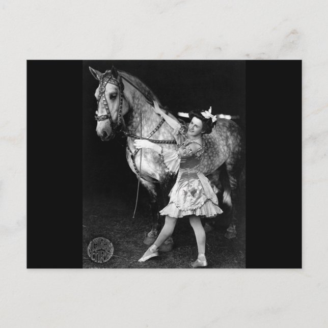 Cartão Postal Garota do Circo com Cavalo, 1908 (Frente)